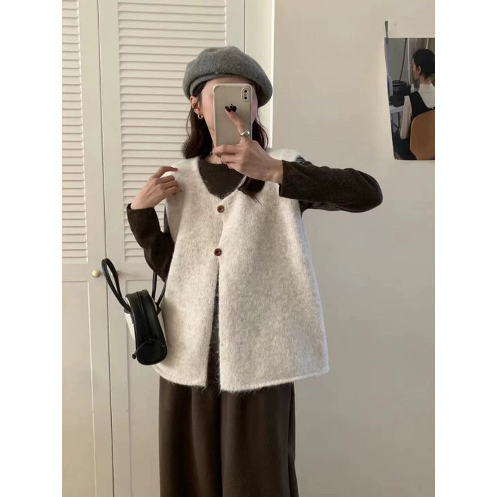 Damen Strickweste mit Knopfdetails und lässigem Schnitt Drune