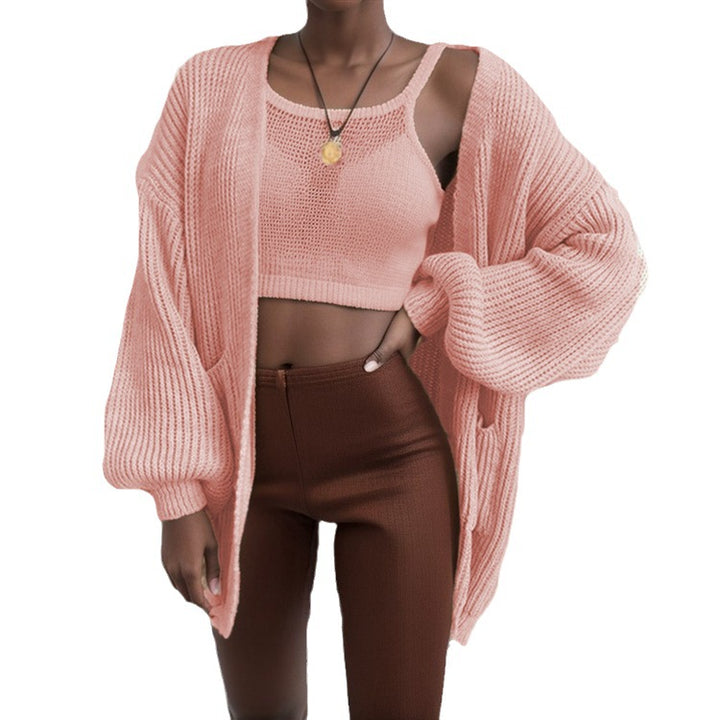 Damen Grobstrick Cardigan mit weiten Ärmeln und praktischen Taschen Drune