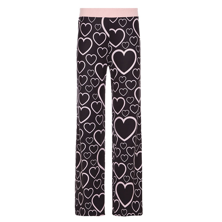 Damen farbenfrohe Herz-muster Freizeithose Drune