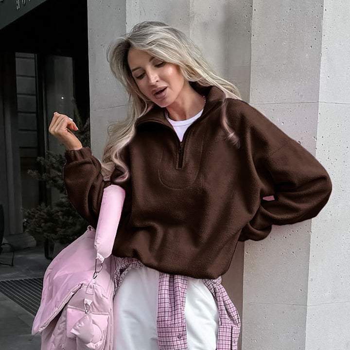 Damen Hochwertiger Fleece-Pullover mit kurzem Reißverschluss Drune