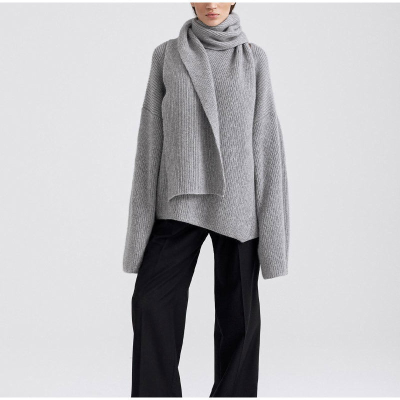 Damen Lockere Strickjacke mit weichem Schal Drune