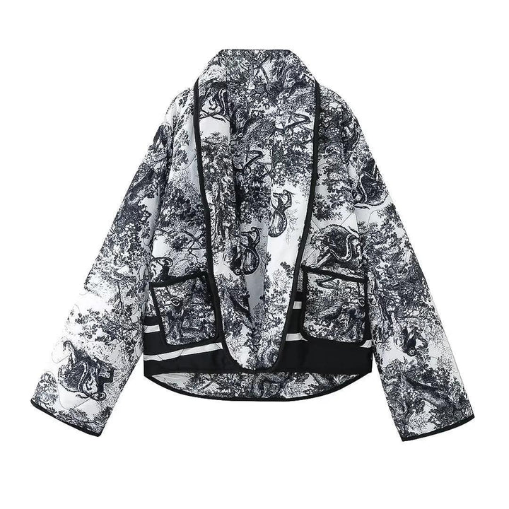 Damen modische Steppjacke mit elegantem Revers und praktischen Taschen Drune