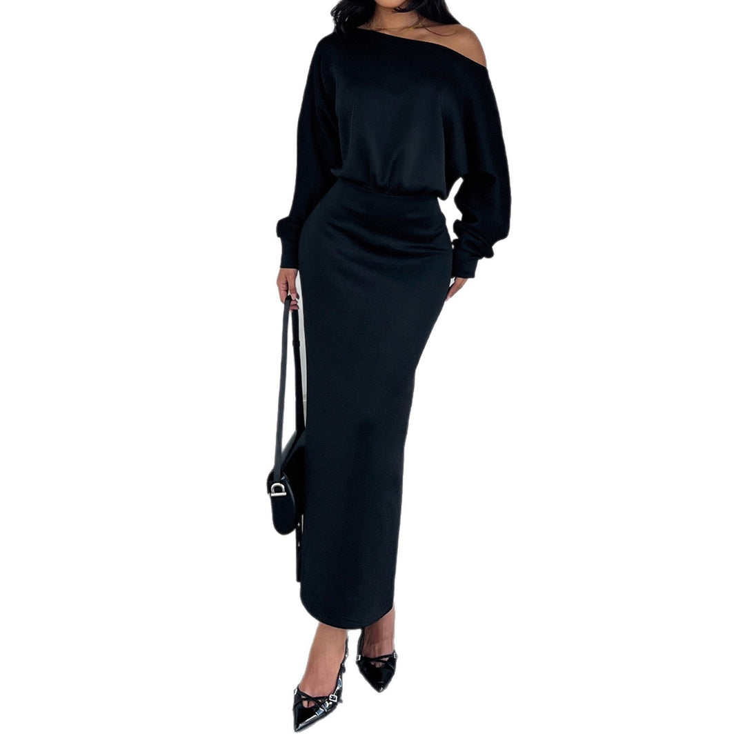 Damen Kleid mit weitem U-Boot-Ausschnitt, Fledermausärmeln und tailliertem Bleistiftrock Drune