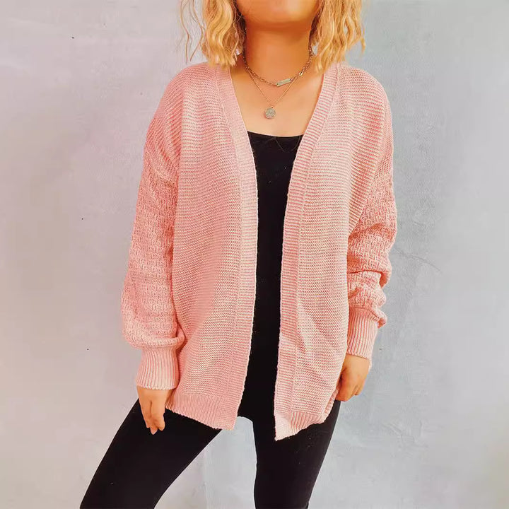Damen Strickjacke mit strukturiertem Häkelmuster und offenen Vorderteilen Drune