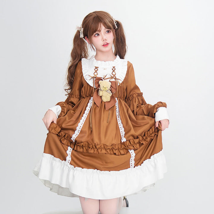 Damen Verspieltes Kostümkleid mit Rüschen und Teddybär-Motiv Drune