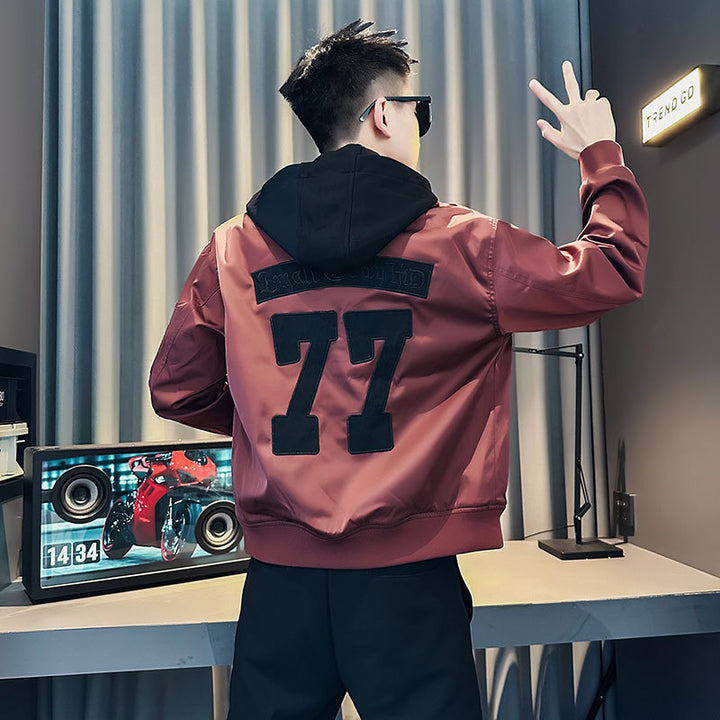 Herren Modische Kapuzenjacke mit buntem Druck Drune