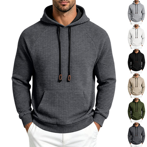 Herren Sportlicher Kapuzenpullover mit Waffelstruktur, Raglanärmeln und Kängurutasche Drune