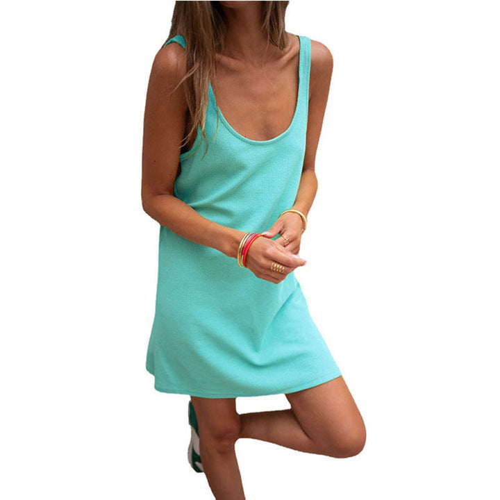 Damen Sommerliches Freizeitkleid mit tiefem Ausschnitt und leichtem Stoff Drune