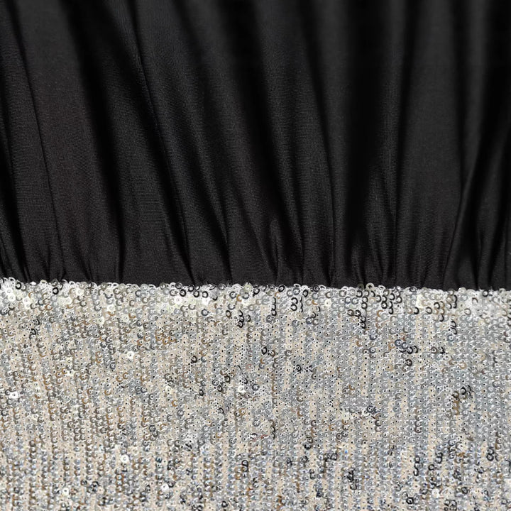 Damen Drapiertes Abendkleid mit weitem U‑Ausschnitt, Fledermausärmeln und Paillettenmini Drune