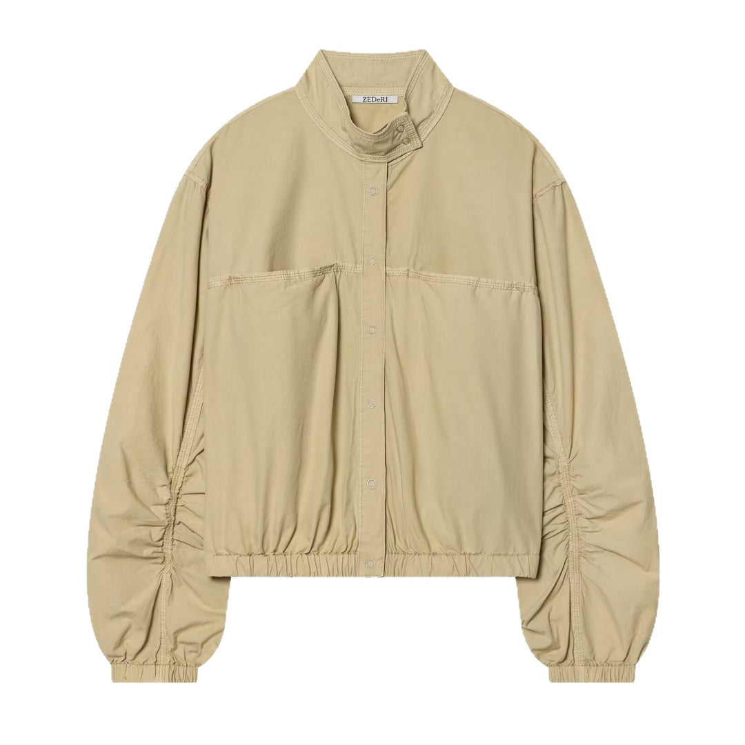 Damen Cropped-Boxy-Utility-Blouson mit Stehkragen und gerafften Ärmeln Drune