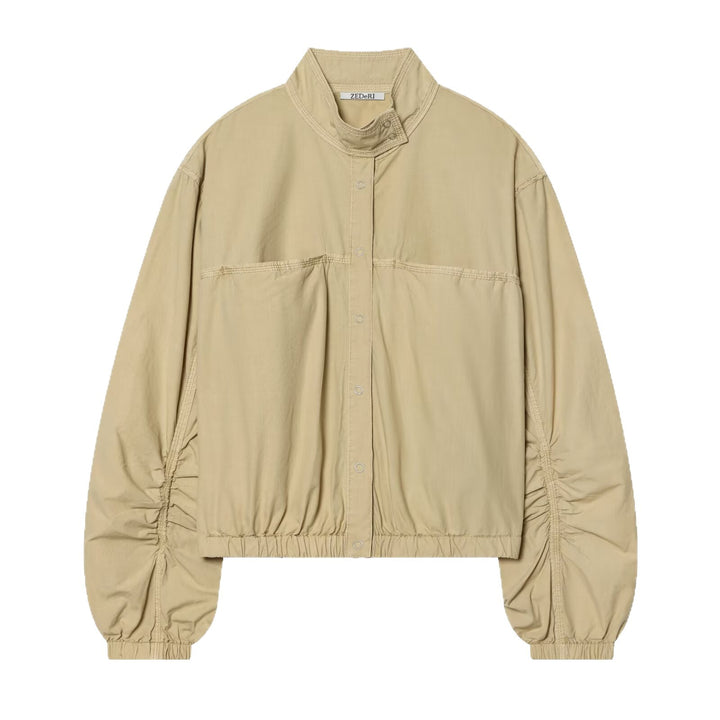 Damen Cropped-Boxy-Utility-Blouson mit Stehkragen und gerafften Ärmeln Drune