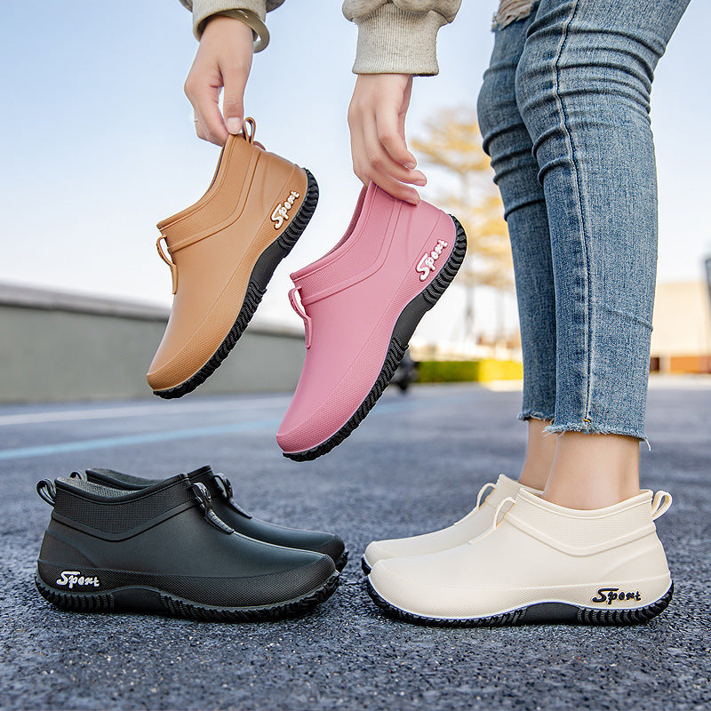 Damen Wasserdichte Ankle-Gummischuhe mit elastischem Schaft und griffiger Laufsohle Drune