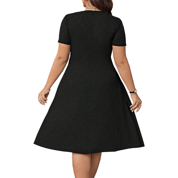 Damen elegant geschnittenes A-Linien Kleid mit geschmackvollem Quadrat-Ausschnitt und voluminösen Ärmeln Drune