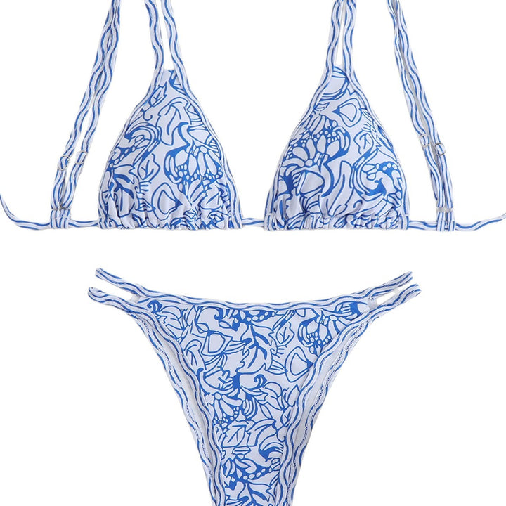 Damen Triangel-Bikini-Set mit lebhaftem Strandmotiv Drune