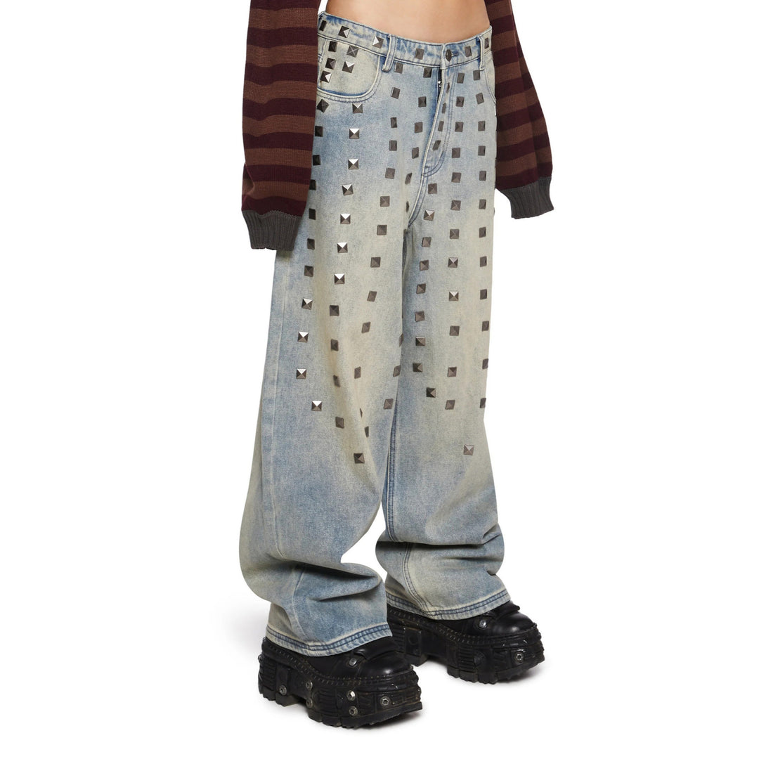 Damen Weite Jeans mit auffälligen Nieten-Applikationen Drune