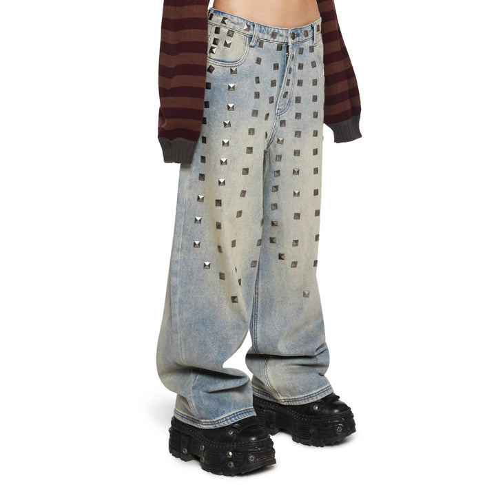 Damen Weite Jeans mit auffälligen Nieten-Applikationen Drune