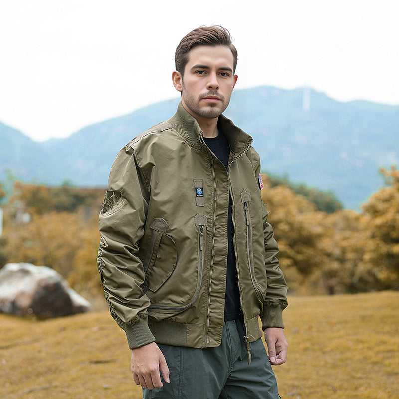 Herren nan robuste Bomberjacke mit winddichtem Nylon, utility-Taschen und elastischen Bündchen Drune