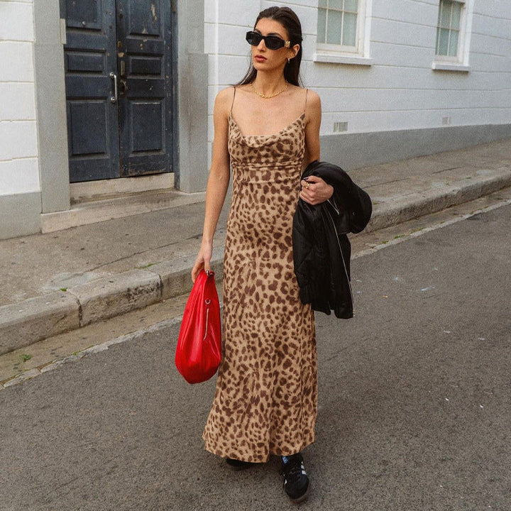 Damen Maxikleid mit elegantem Animalprint Drune