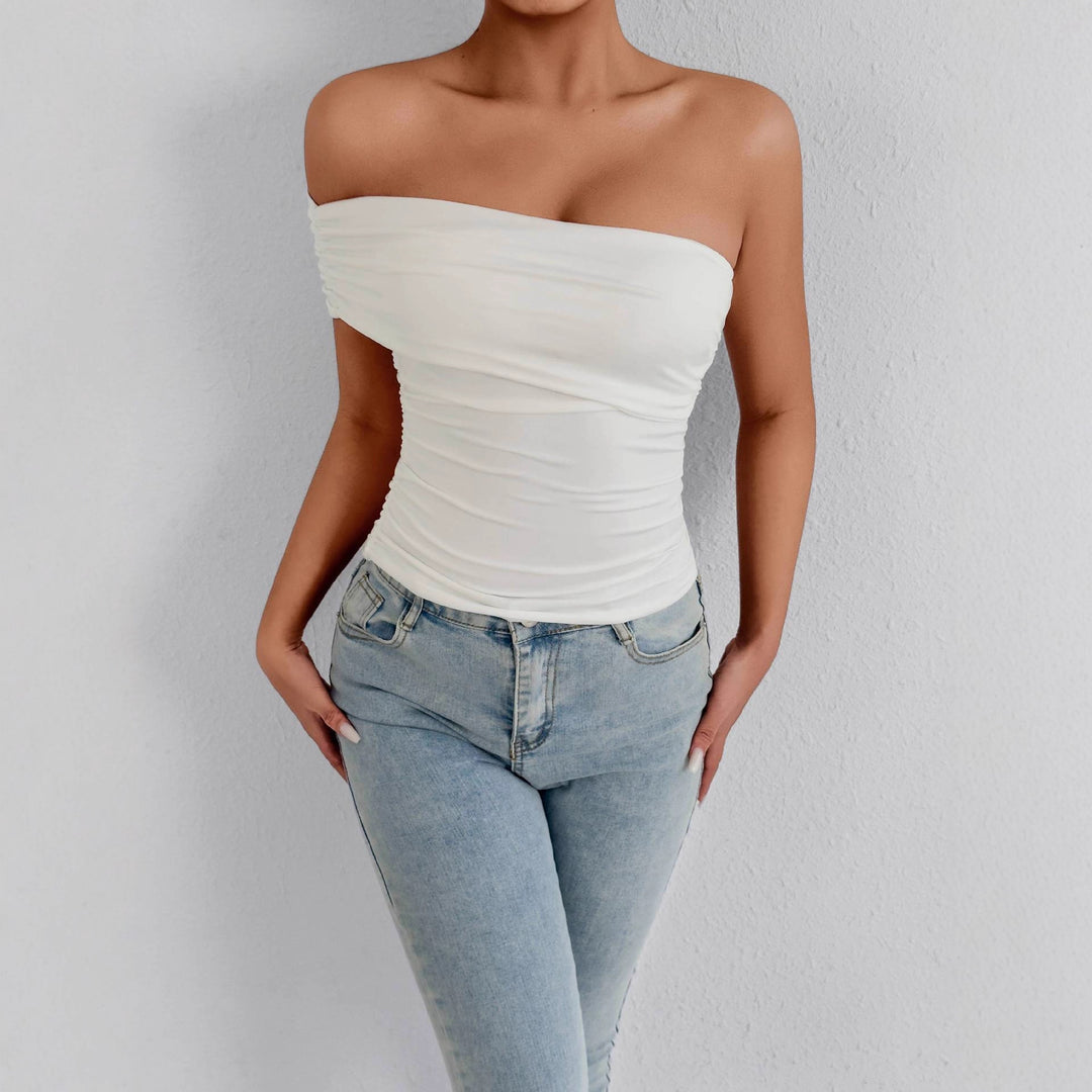 Damen Off-Shoulder Oberteil mit raffinierten Rüschendetails Drune