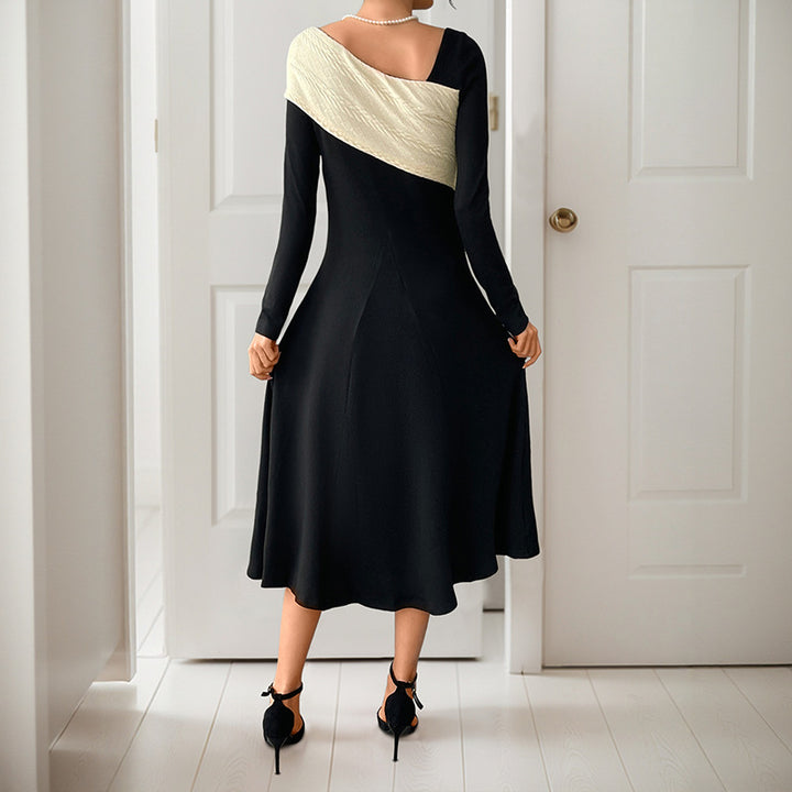 Damen Asymmetrisches Midikleid mit One-Shoulder-Strickdetail und figurbetontem Fall Drune