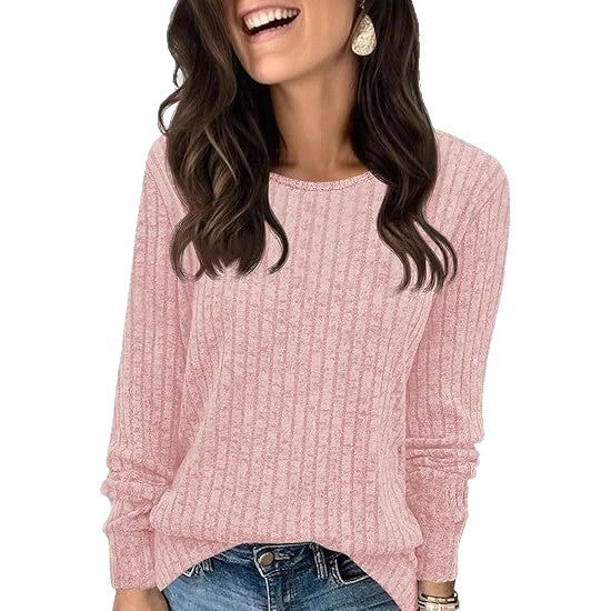 Damen Strukturierter Rippstrick-Pullover mit Rundhalsausschnitt, legerer Silhouette und weichen Bündchen Drune