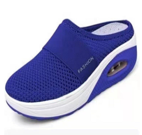 Damen Halbschuh-Slipper mit atmungsaktivem Strickobermaterial, elastischem Mittelfußriemen und Dämpfungssohle Drune