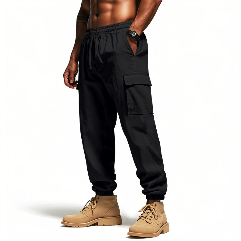 Herren Utility-Cargo-Jogger mit elastischem Bund, Kordelzug und großem Seitentaschen‑Panel Drune