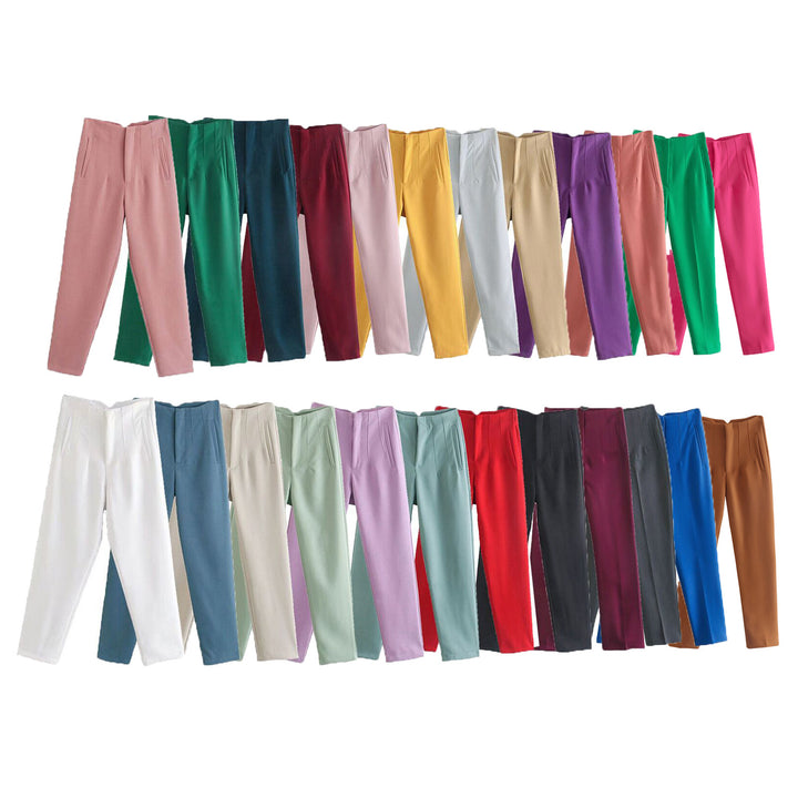 Damen Hochtaillierte tapered Anzughose mit Bügelfalte und Paspeltaschen Drune