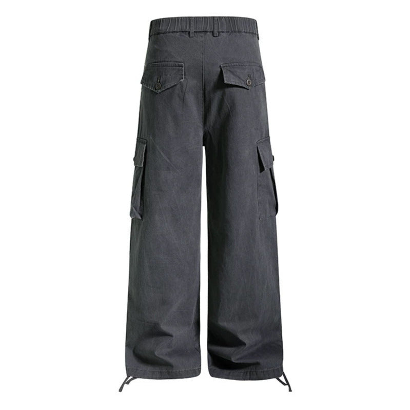 Damen weite Cargo-Hose im Utility-Stil mit Multifunktions-Taschen und Saum-Tunnelzug Drune