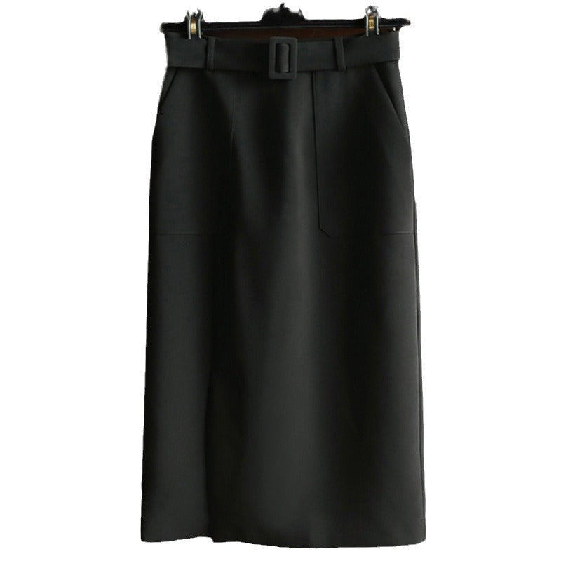 Damen Eleganter High-Waist Bleistiftrock mit Gürtel Drune