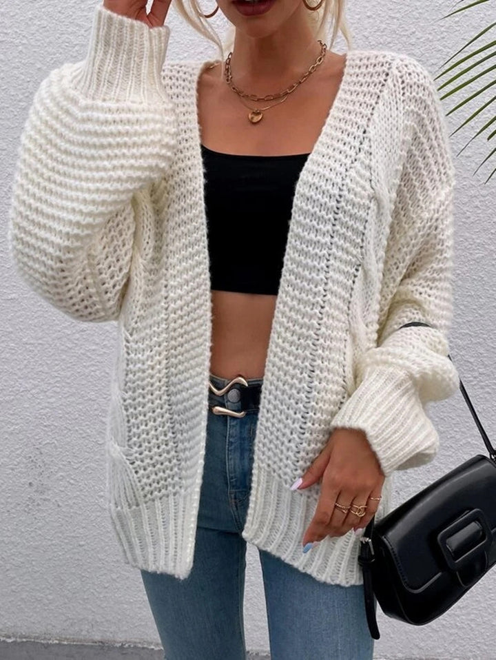 Damen Grobstrick Cardigan mit lässiger Silhouette und großen Taschen Drune