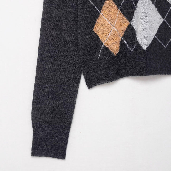 Damen modische Strickjacke mit klassischem Karomuster Drune