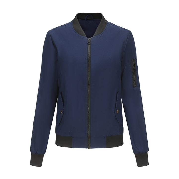 Damen modische Bomberjacke mit praktischen Reißverschlusstaschen und sportlichem Kragen Drune
