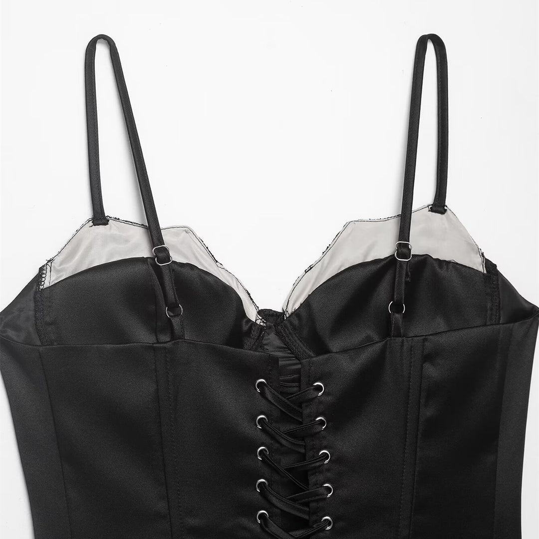 Damen Korsett Top mit zartem Spitzenbesatz und raffiniertem Schnitt Drune