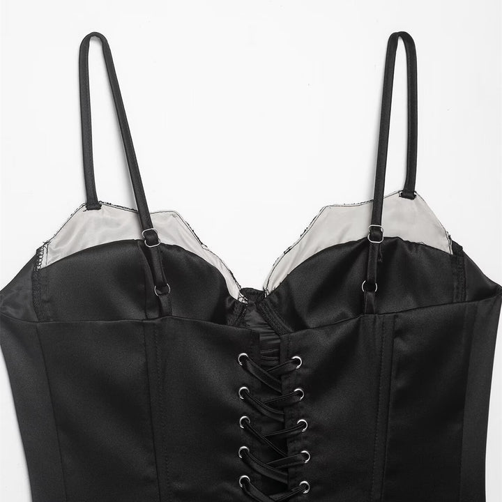 Damen Korsett Top mit zartem Spitzenbesatz und raffiniertem Schnitt Drune