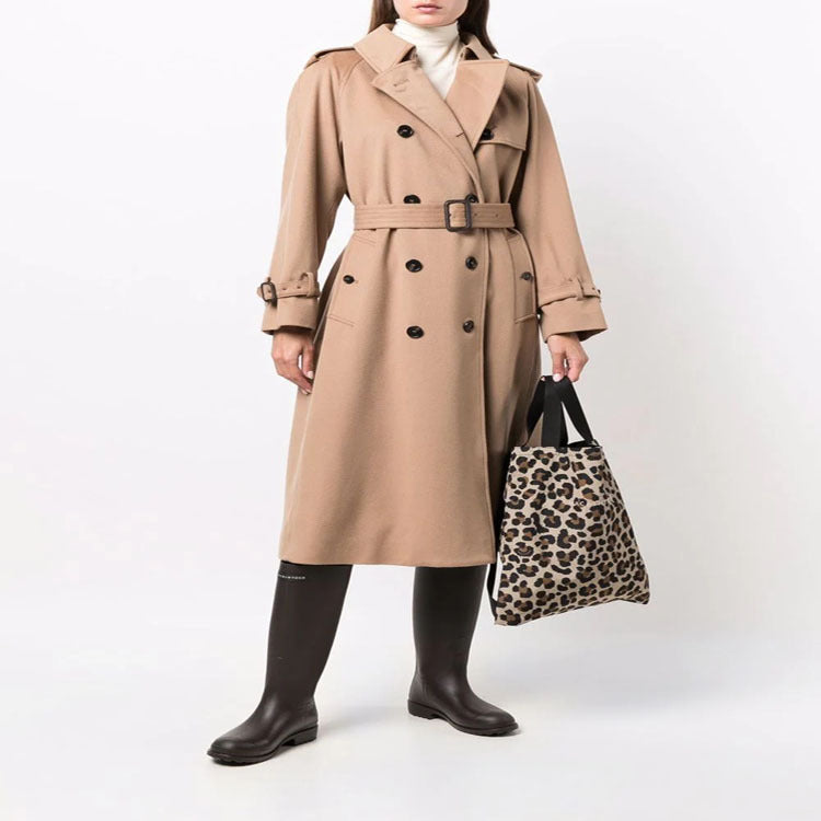 Damen Midilanger Wollmix-Trenchcoat im Tailoring mit Doppelreihe, Taillengürtel und Epauletten Drune