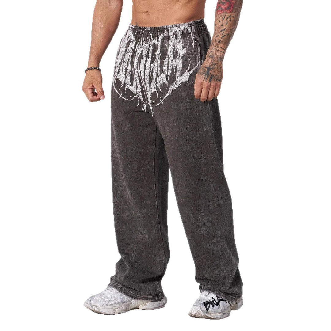 Herren nan weiche gewaschene Jogginghose mit weitem Schnitt und elastischem Bund Drune