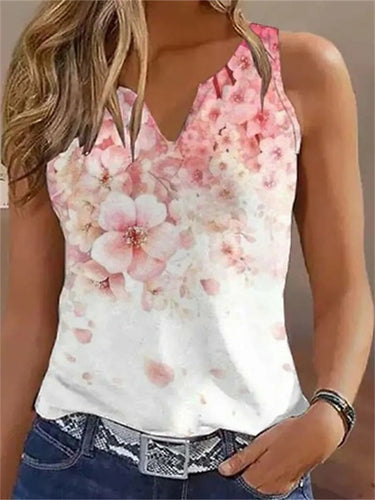 Damen ärmelloses Blusenshirt mit floralem Design Drune