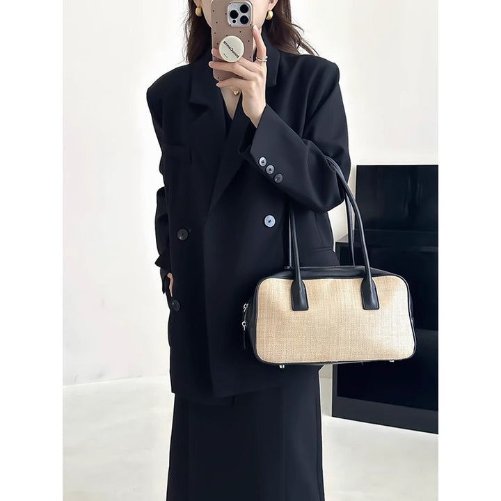 Damen Oversize-Sakko mit kastiger Weste und knöchellangem Midirock Drune