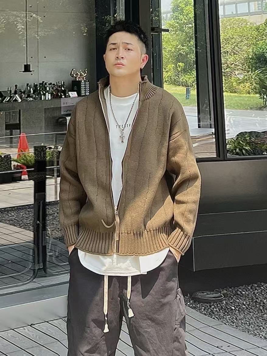 Herren Lässiger Windbreaker mit hochgeschlossenem Reißverschluss Drune