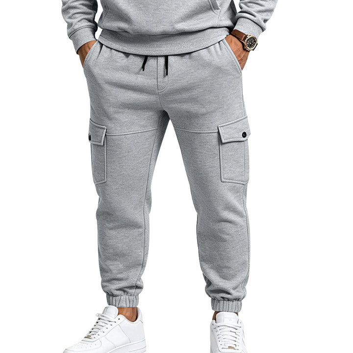 Herren Cargo-Jogginghose mit seitlichen Klappentaschen, Kordelzug und Elastischen Bündchen Drune