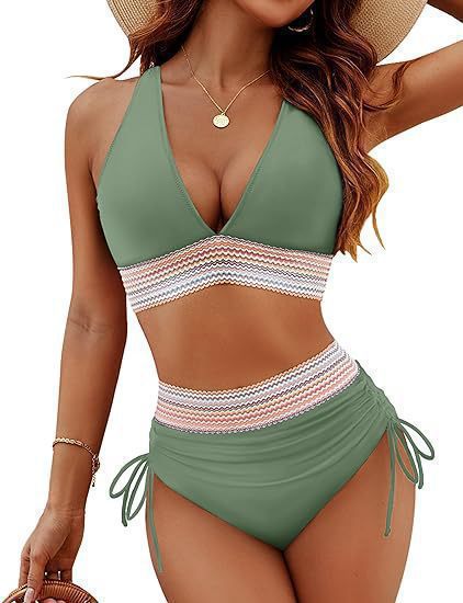 Damen Hochtailliertes Bikini-Set mit verstellbaren Trägern Drune