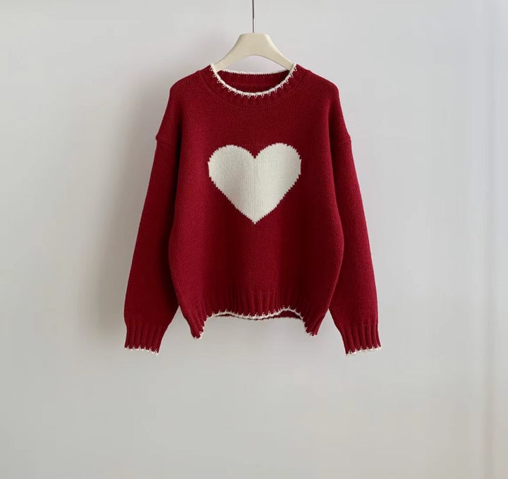 Damen Strickpullover mit Herzmotiv und lässigem Schnitt Drune