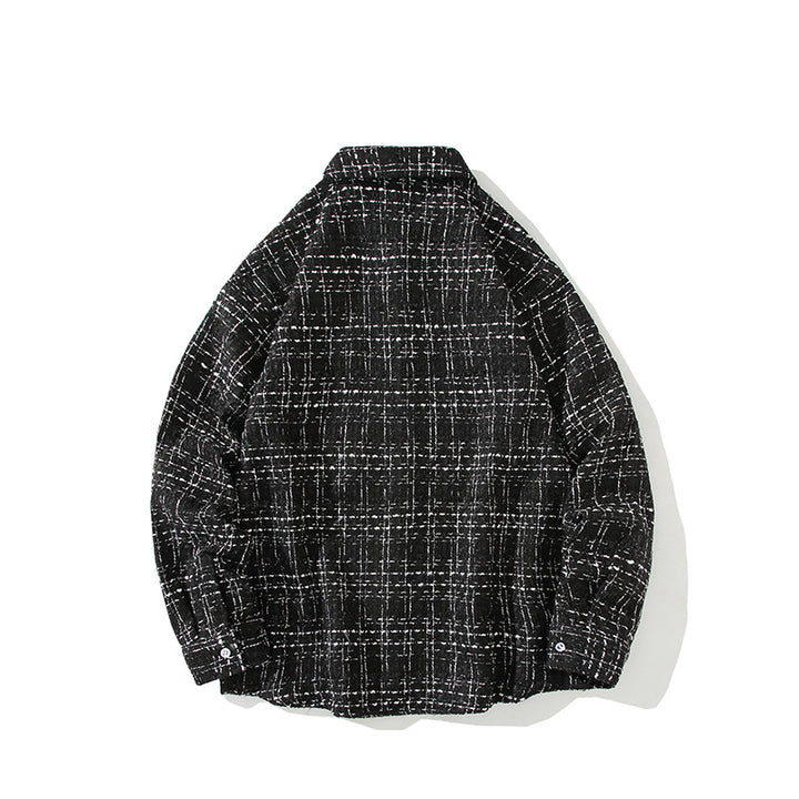 Herren Strukturierte Bouclé-Hemdjacke mit Karo-Jacquard und legerer Passform Drune