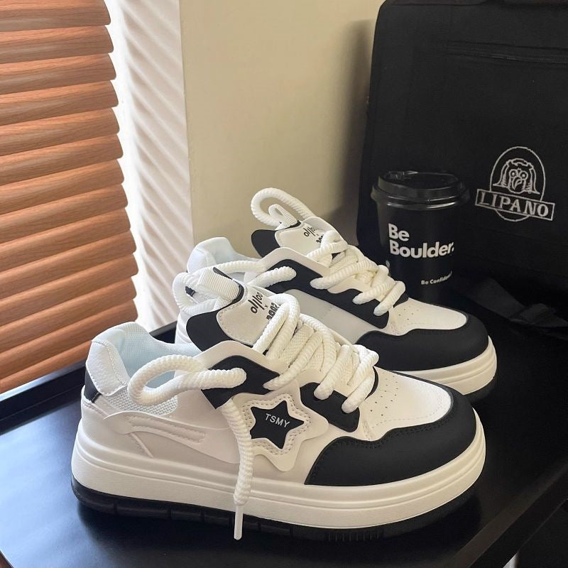 Damen Chunky Plateausneaker mit Stern-Applikation, gepolstertem Kragen und atmungsaktivem Obermaterial Drune