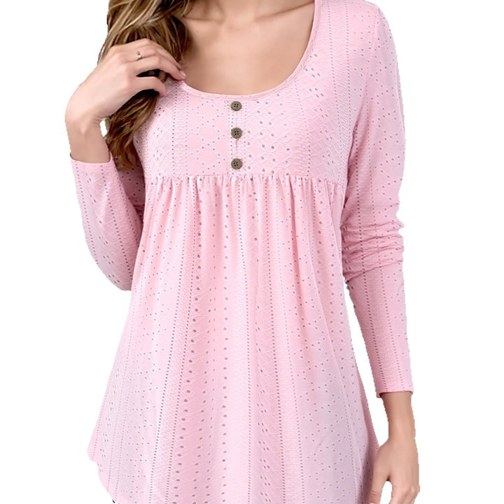 Damen Longsleeve Bluse mit Knopfdetails Drune