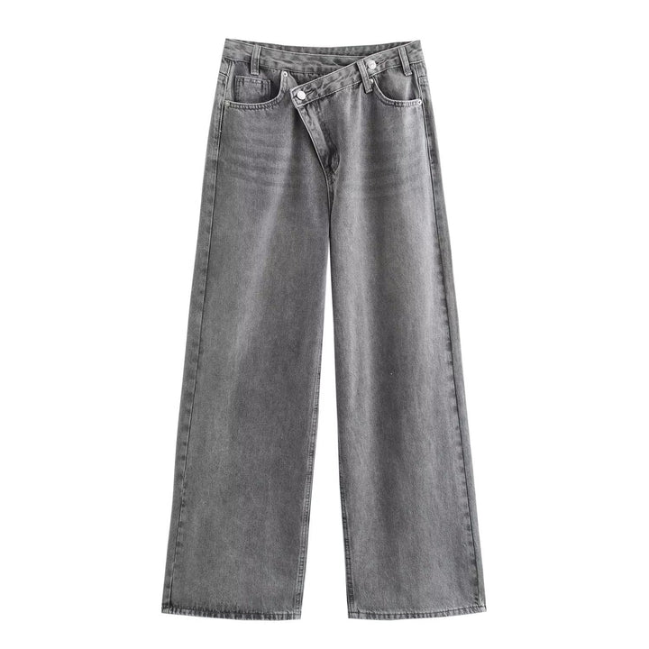 Damen weit geschnittene Jeans im modernen Design mit asymmetrischem Schnitt Drune