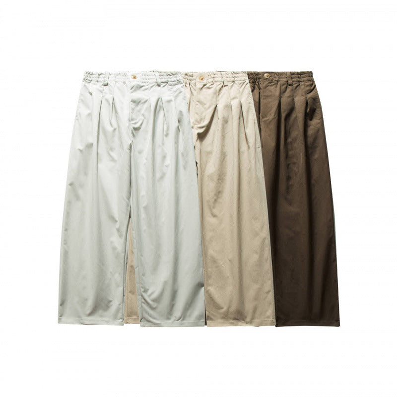 Unisex Weite Plissee-Hose mit elastischem Bund und Bundfalten Drune