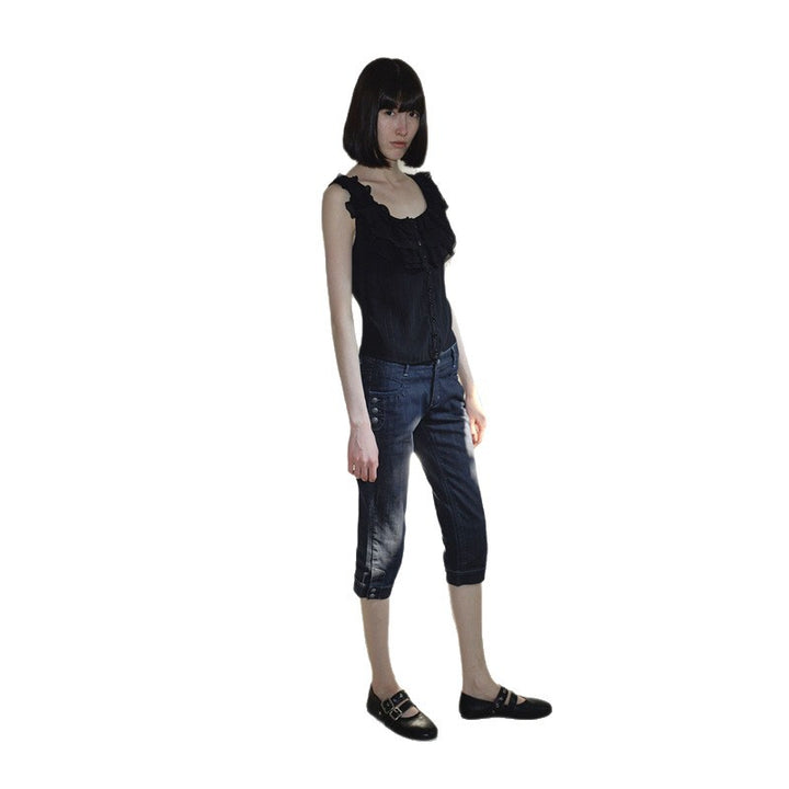 Damen Flache Mary‑Jane Slipper mit Doppelriemen, Metallösen und Dornschließen Drune