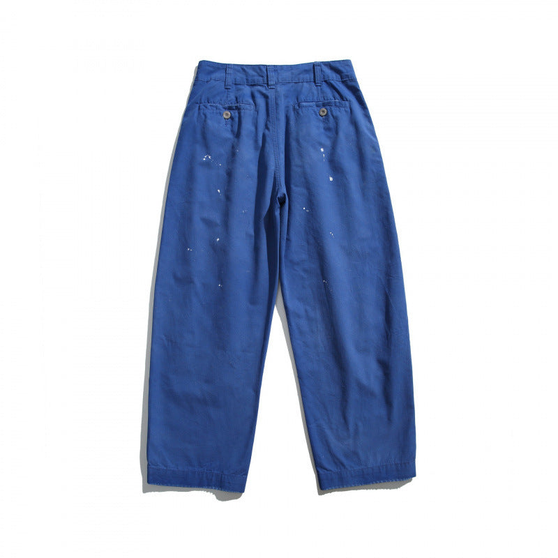 Herren Weite Workwear-Hose mit hoher Taille, aufgesetzten Taschen und Paint-Splatter-Design Drune